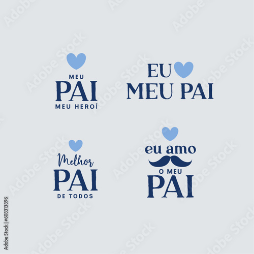 Feliz Dia dos Pais. Conjunto de emblemas. Badges