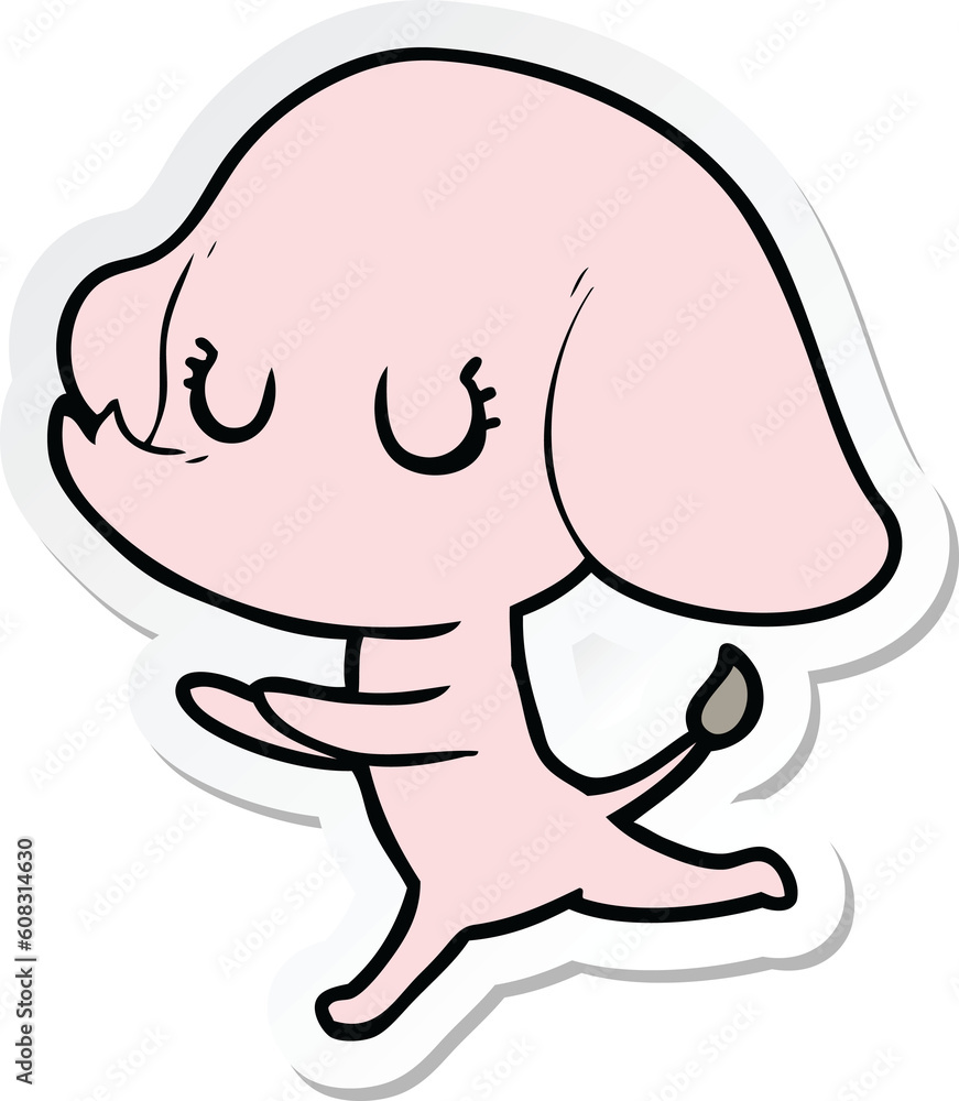 sticker of a cute cartoon elephant