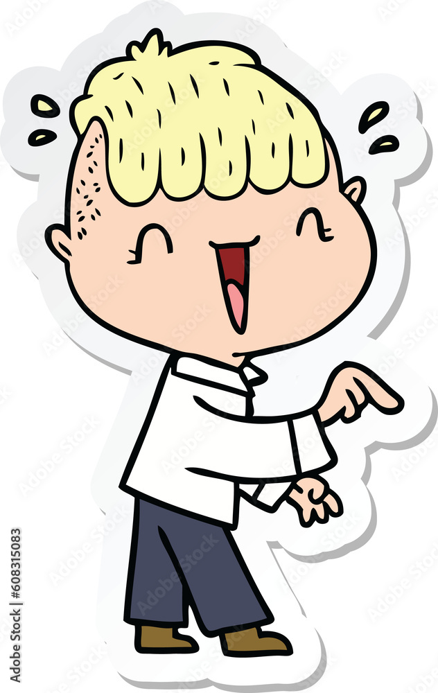 sticker of a cartoon happy boy surprised sticker of a cartoon happy boy surprised