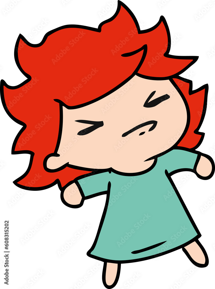 cartoon illustration of a cute kawaii girl cartoon illustration of a cute kawaii girl