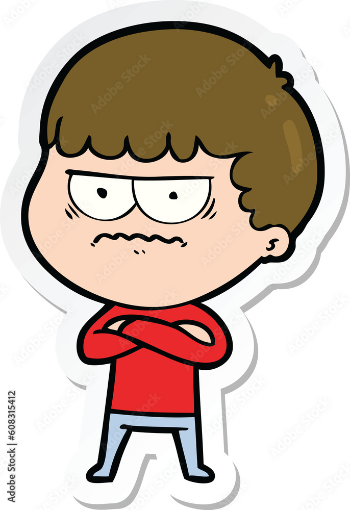 sticker of a cartoon annoyed man sticker of a cartoon annoyed man