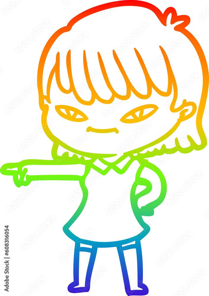 rainbow gradient line drawing of a cartoon woman rainbow gradient line drawing of a cartoon woman