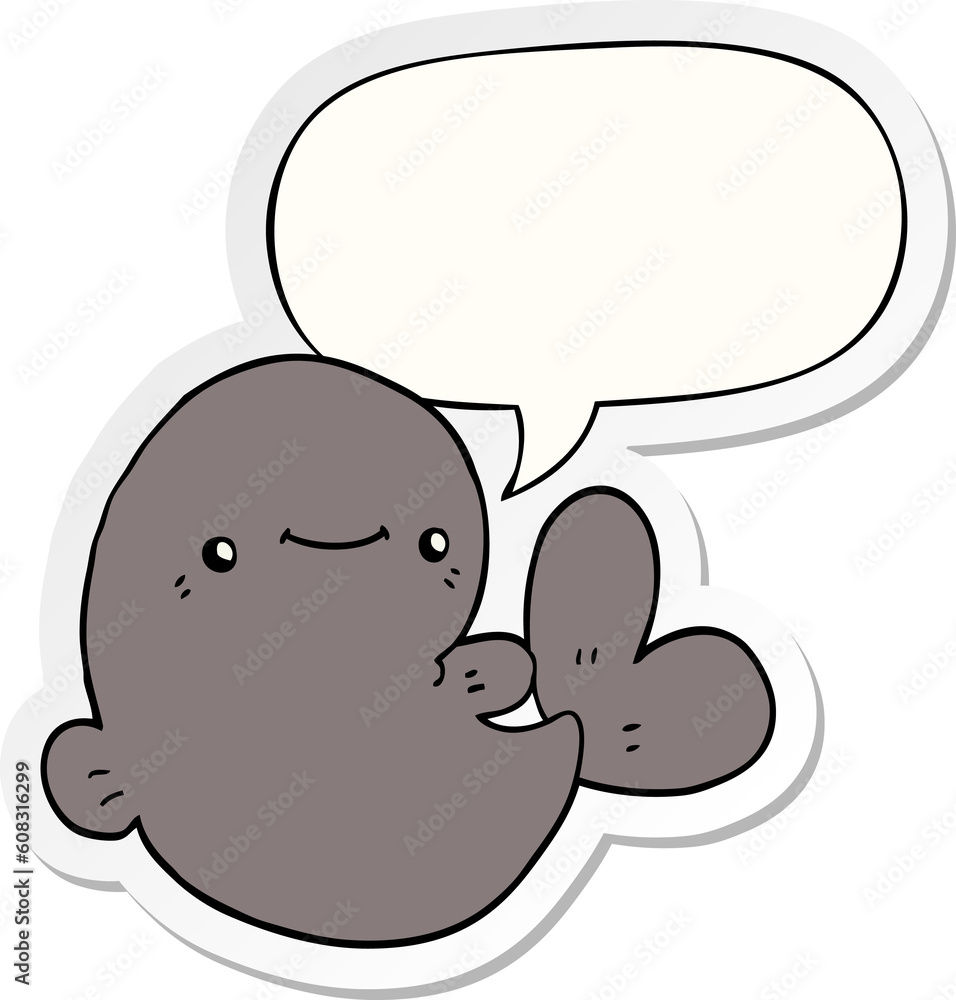 cartoon whale with speech bubble sticker cartoon whale with speech bubble sticker