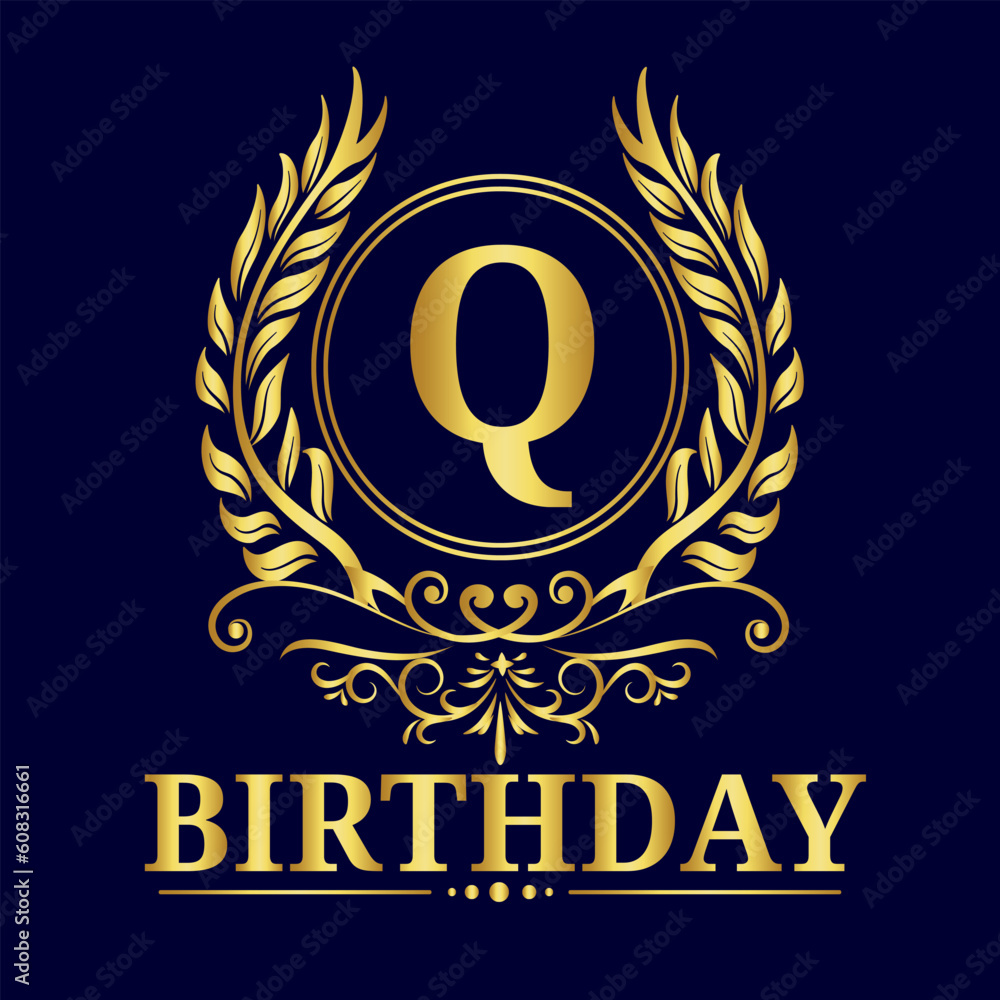 Letter Q Alphabet, Golden Letter Q Luxury Gold Alphabet Vector Design