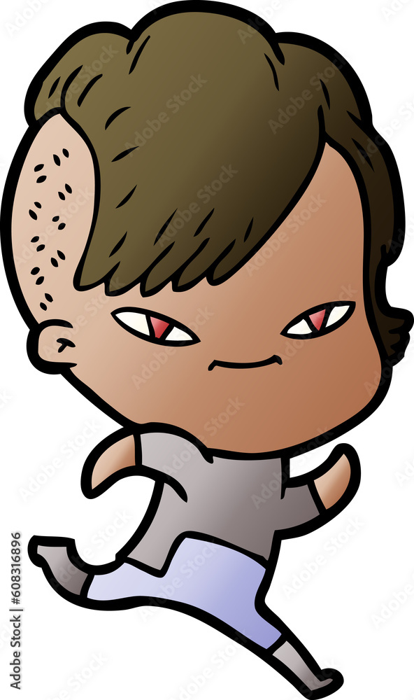 cute cartoon girl with hipster haircut cute cartoon girl with hipster haircut