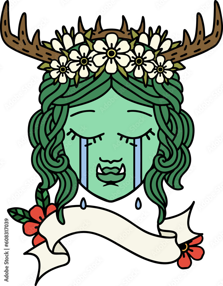 Retro Tattoo Style crying orc druid character face Retro Tattoo Style crying orc druid character face