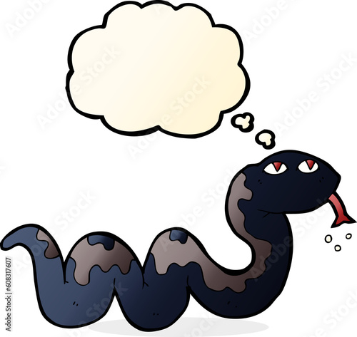 cartoon snake with thought bubble