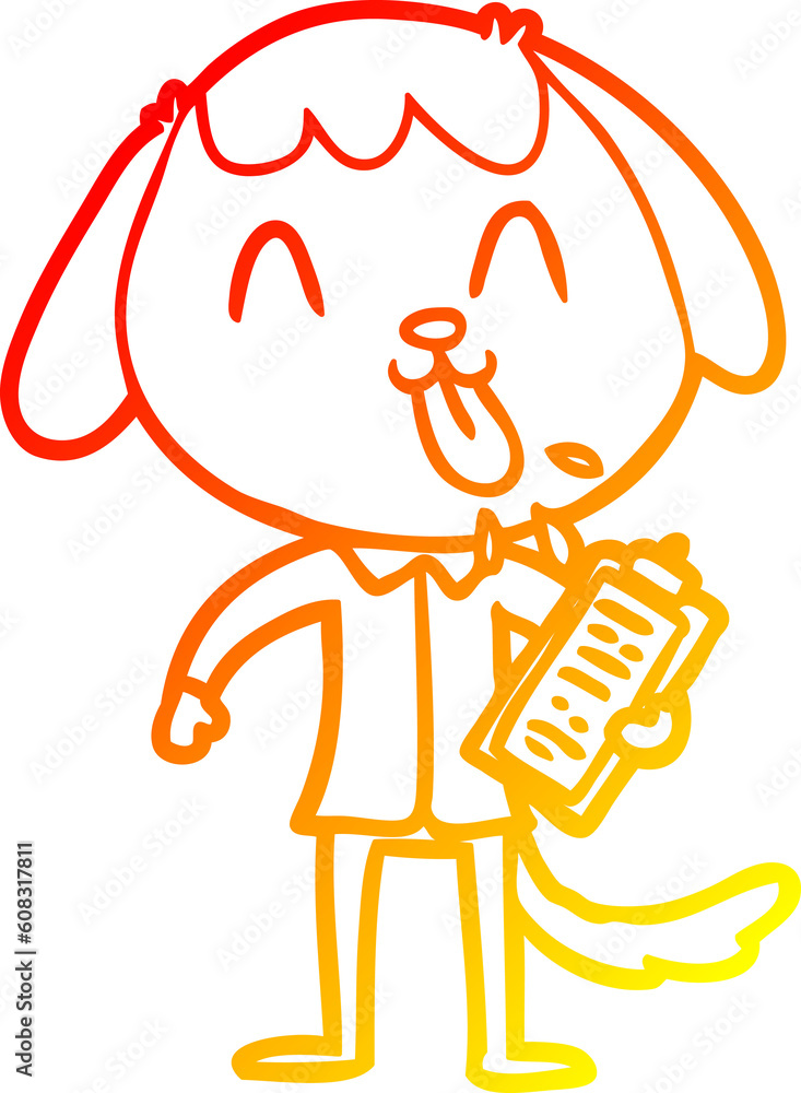 warm gradient line drawing of a cute cartoon dog warm gradient line drawing of a cute cartoon dog