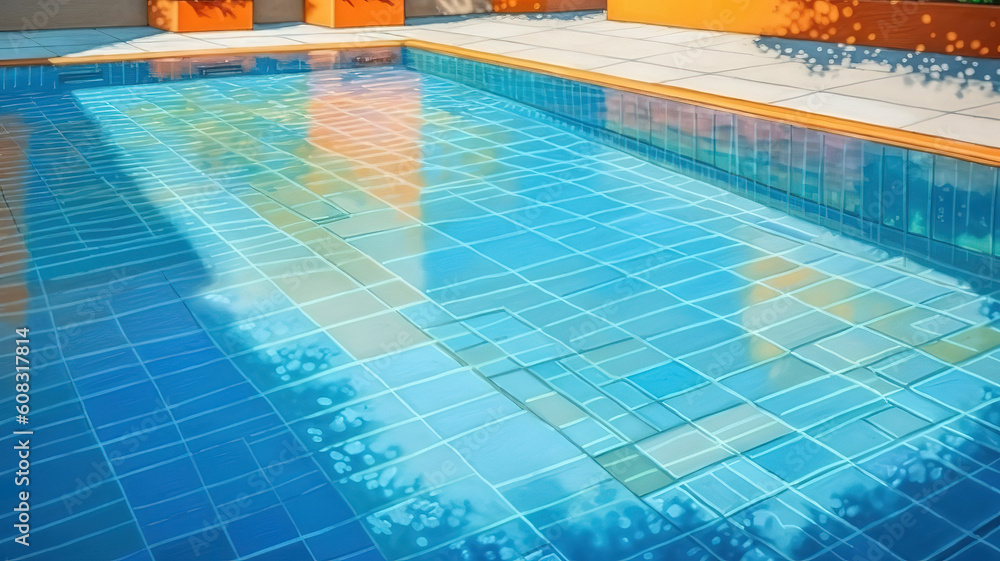 The pool in a hotel complex in China. Generative Ai
