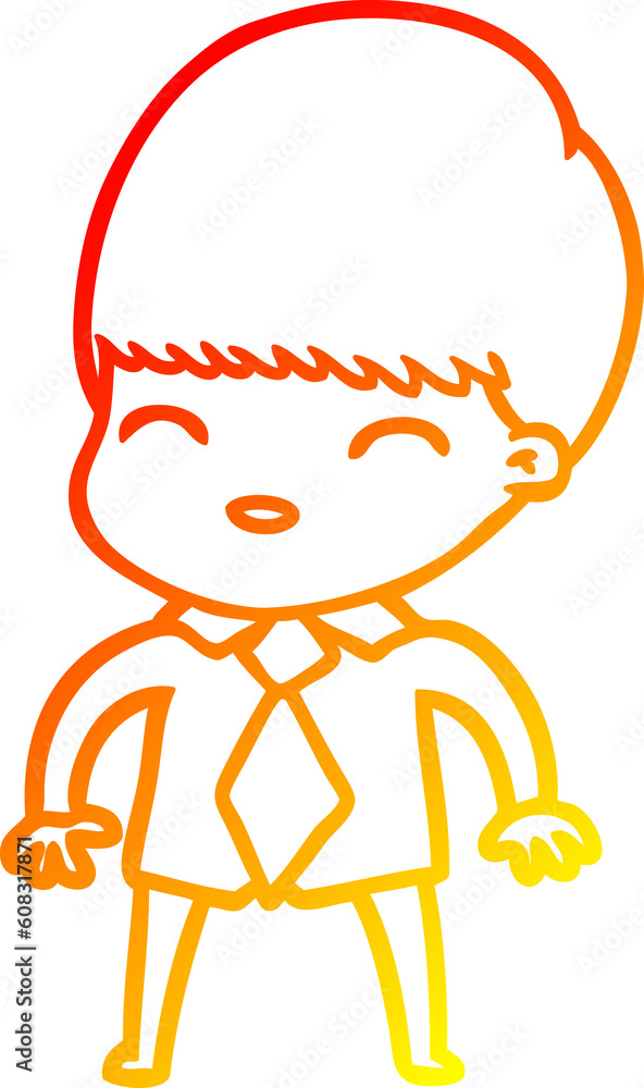 warm gradient line drawing of a happy cartoon boy warm gradient line drawing of a happy cartoon boy