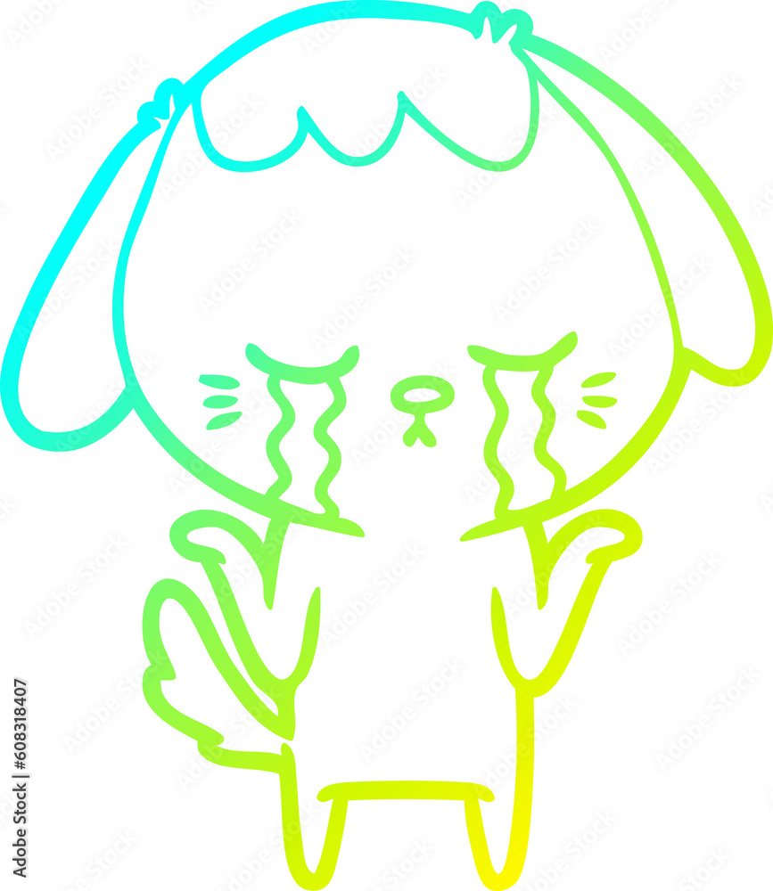 cold gradient line drawing of a cartoon crying dog cold gradient line drawing of a cartoon crying dog