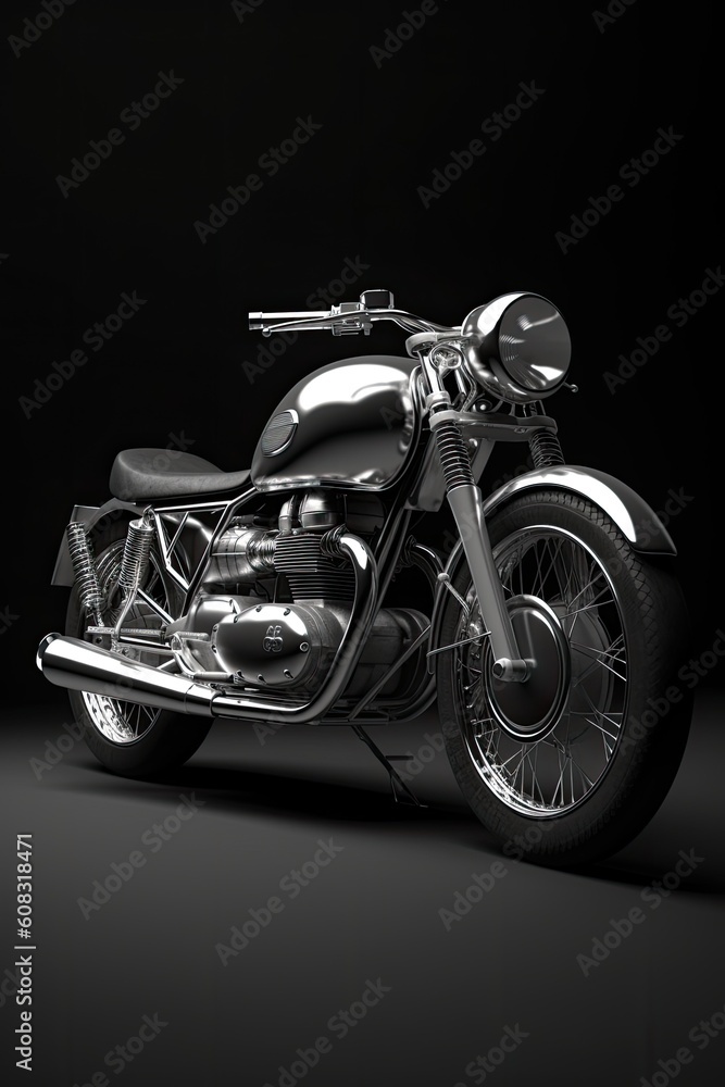 motorcycle on black background Generative Ai