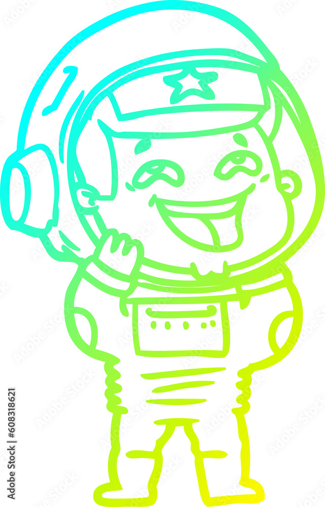 cold gradient line drawing of a cartoon laughing astronaut cold gradient line drawing of a cartoon laughing astronaut