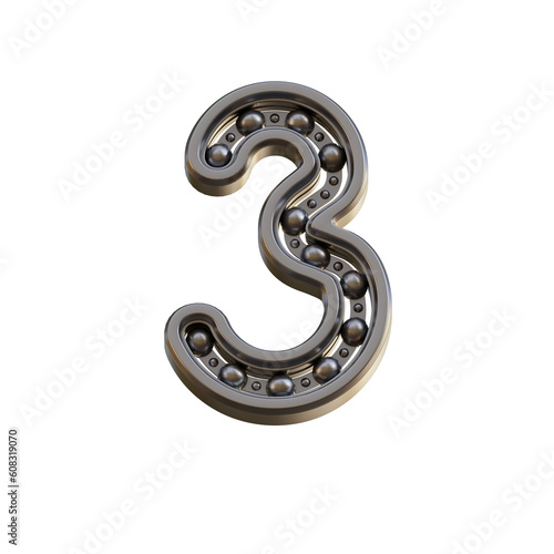 Futuristic Bearing 3D Alphabet or PNG Letters