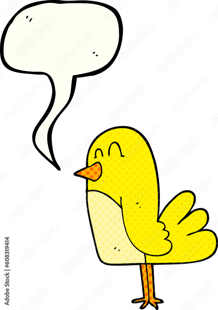 freehand drawn comic book speech bubble cartoon bird