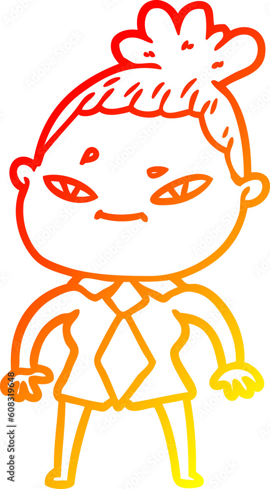 warm gradient line drawing of a cartoon woman warm gradient line drawing of a cartoon woman