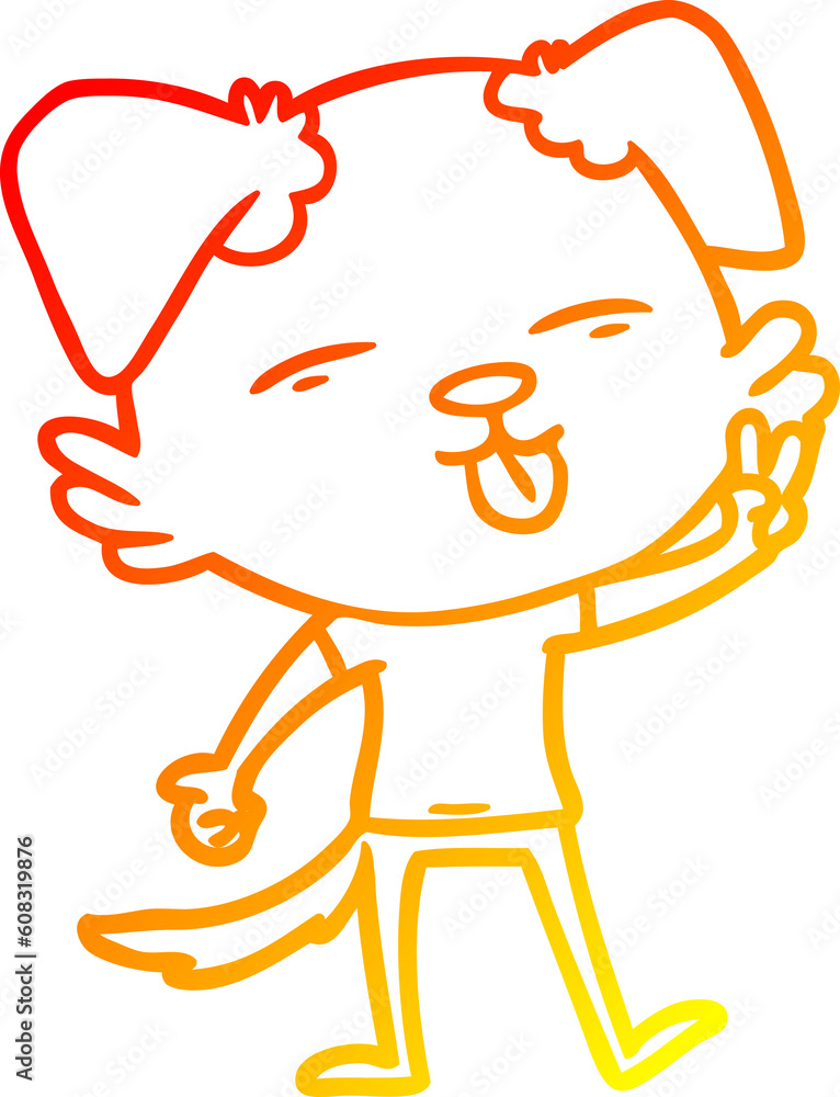 warm gradient line drawing of a cartoon dog sticking out tongue warm gradient line drawing of a cartoon dog sticking out tongue
