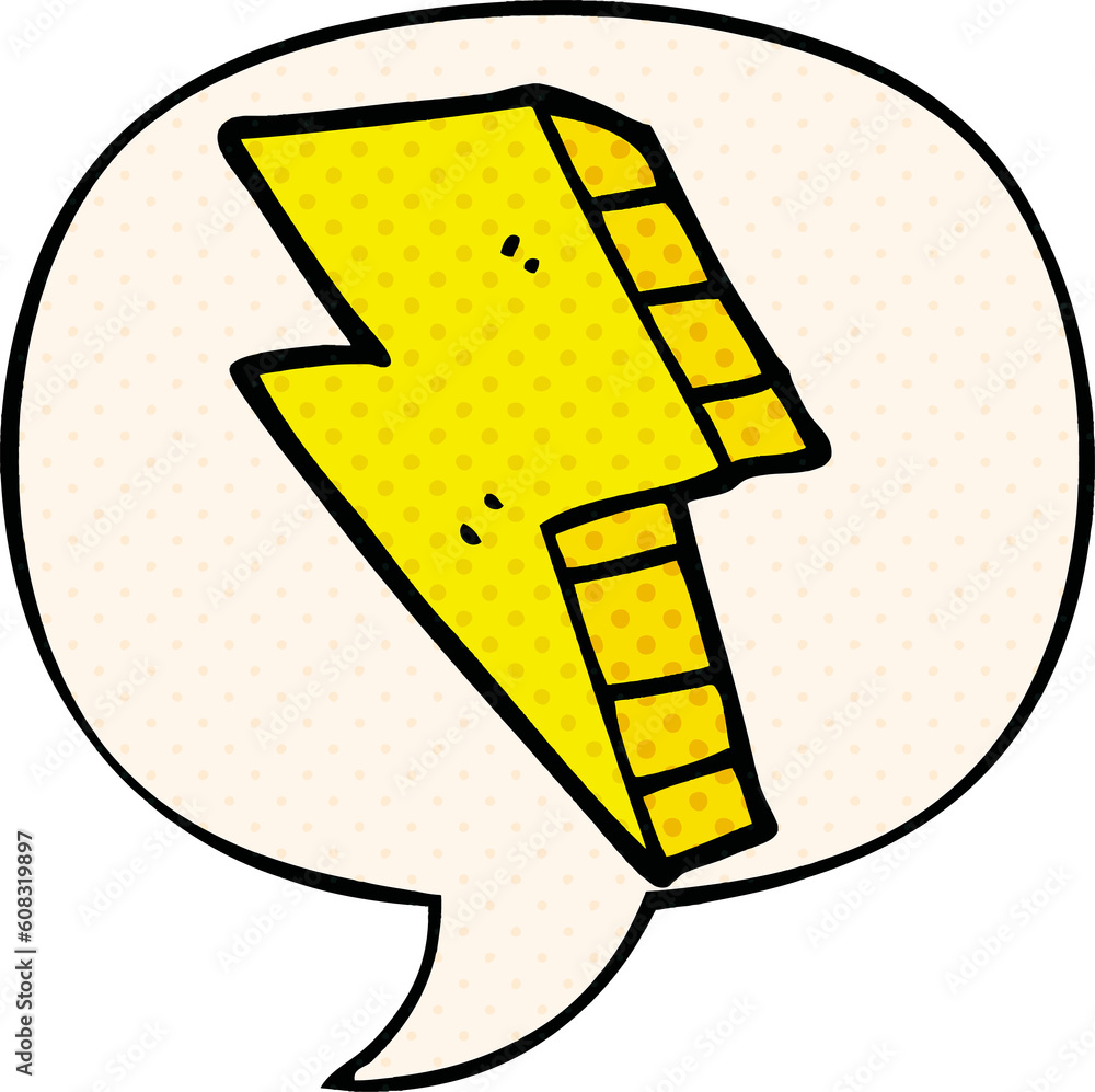 cartoon lightning bolt with speech bubble in comic book style cartoon lightning bolt with speech bubble in comic book style