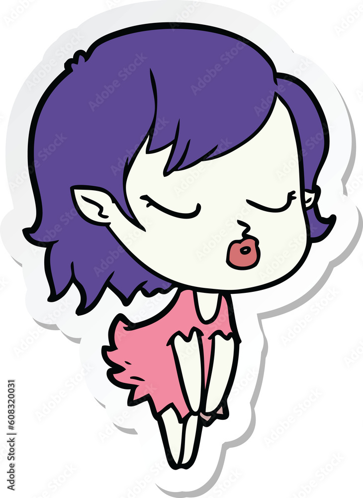 sticker of a cute cartoon vampire girl sticker of a cute cartoon vampire girl