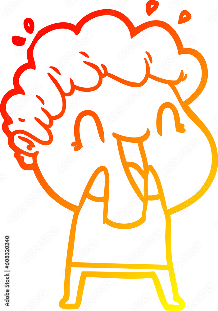 warm gradient line drawing of a cartoon happy man warm gradient line drawing of a cartoon happy man
