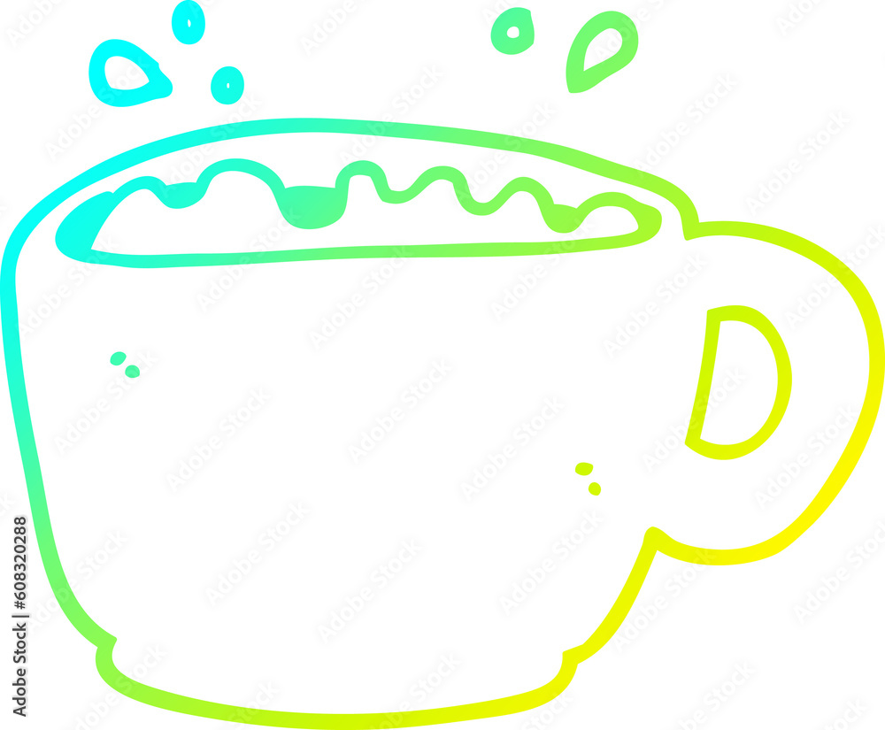 cold gradient line drawing of a cartoon coffee cup cold gradient line drawing of a cartoon coffee cup