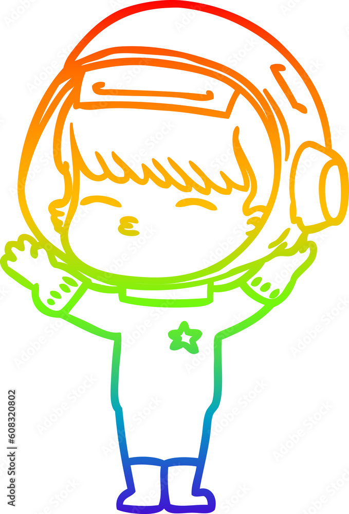 rainbow gradient line drawing of a cartoon curious astronaut rainbow gradient line drawing of a cartoon curious astronaut
