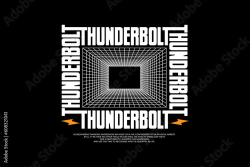 Modern streetwear thunderbolt graphic design template