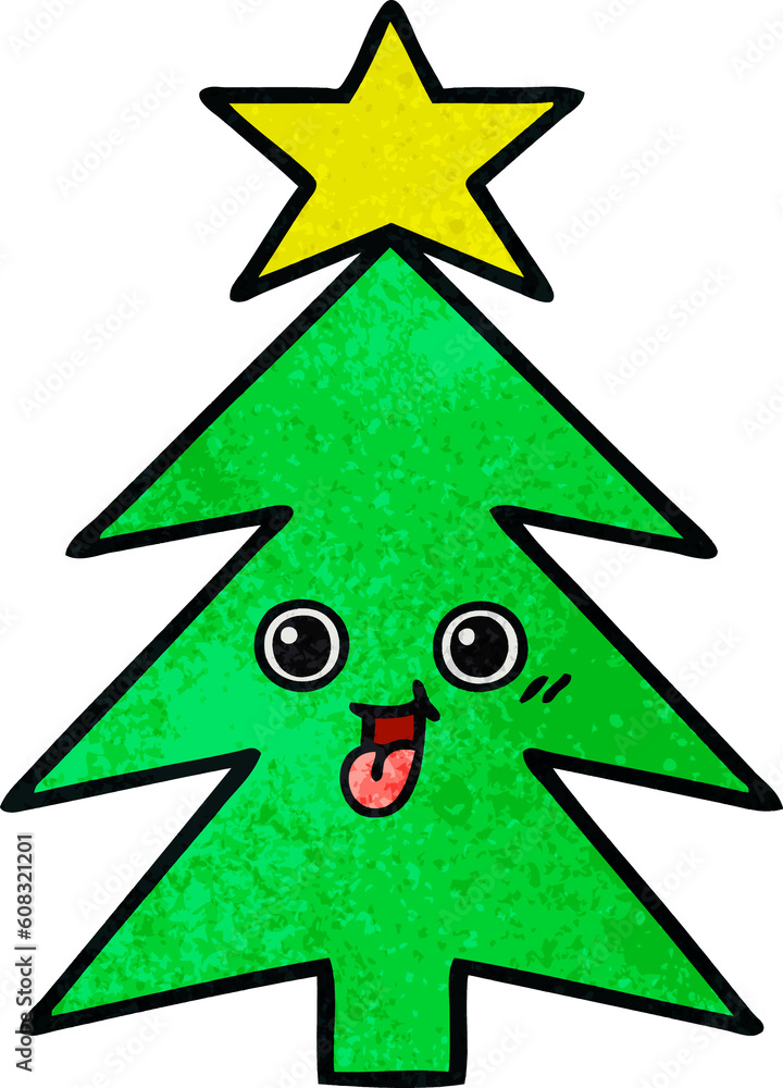 Fototapeta premium retro grunge texture cartoon of a christmas tree