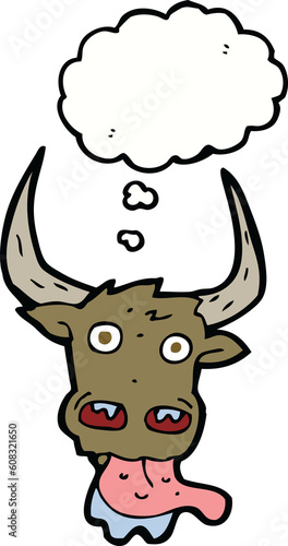 cartoon cow face with thought bubble © lineartestpilot