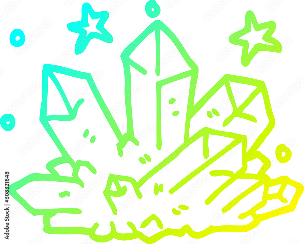 cold gradient line drawing of a cartoon magical crystal cold gradient line drawing of a cartoon magical crystal