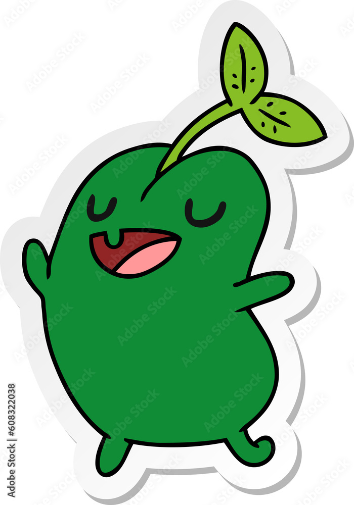 sticker cartoon illustration kawaii cute sprouting bean sticker cartoon illustration kawaii cute sprouting bean