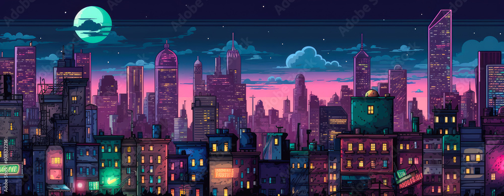 Night City In New York City Game pixel Art Style Like In Old Games night-city-in-new-york-city-game-pixel-art-style-like-in-old-games