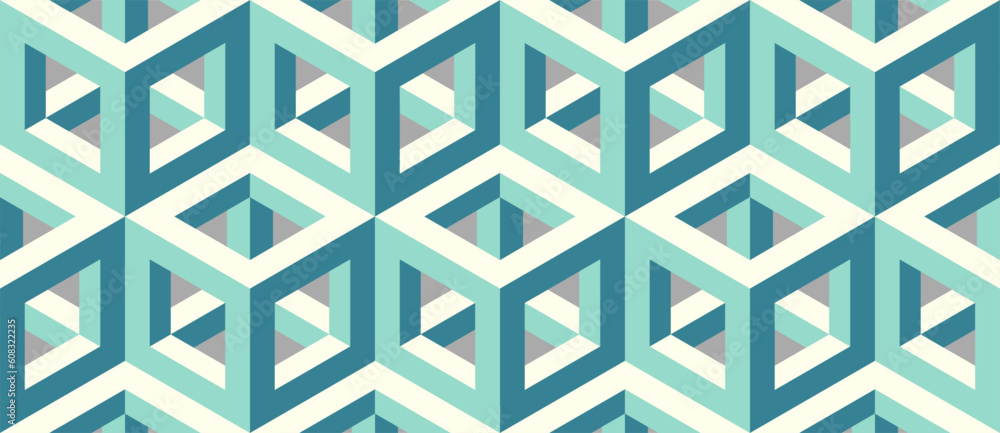 Seamless vector 3D pattern with optical illusions. Cubes. Op Art ...