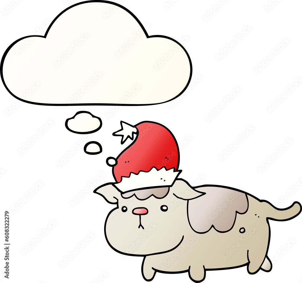 cute christmas dog with thought bubble in smooth gradient style cute christmas dog with thought bubble in smooth gradient style