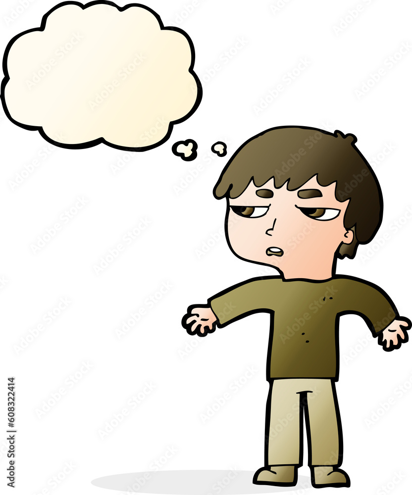 cartoon annoyed boy with thought bubble cartoon annoyed boy with thought bubble