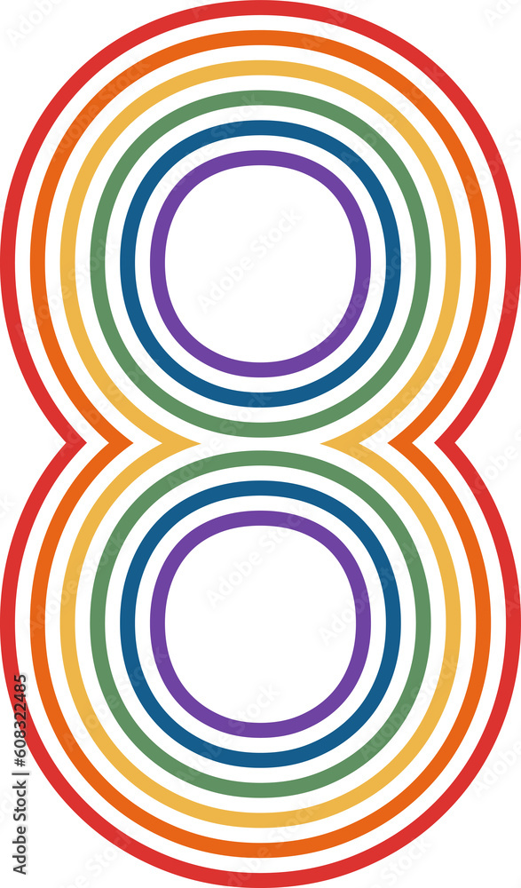Number 8 in pride rainbow color, PNG file no backround Number 8 in pride rainbow color, PNG file no backround
