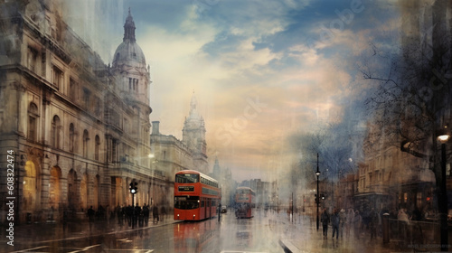 Painting of modern London, in the style of Turner - generative AI