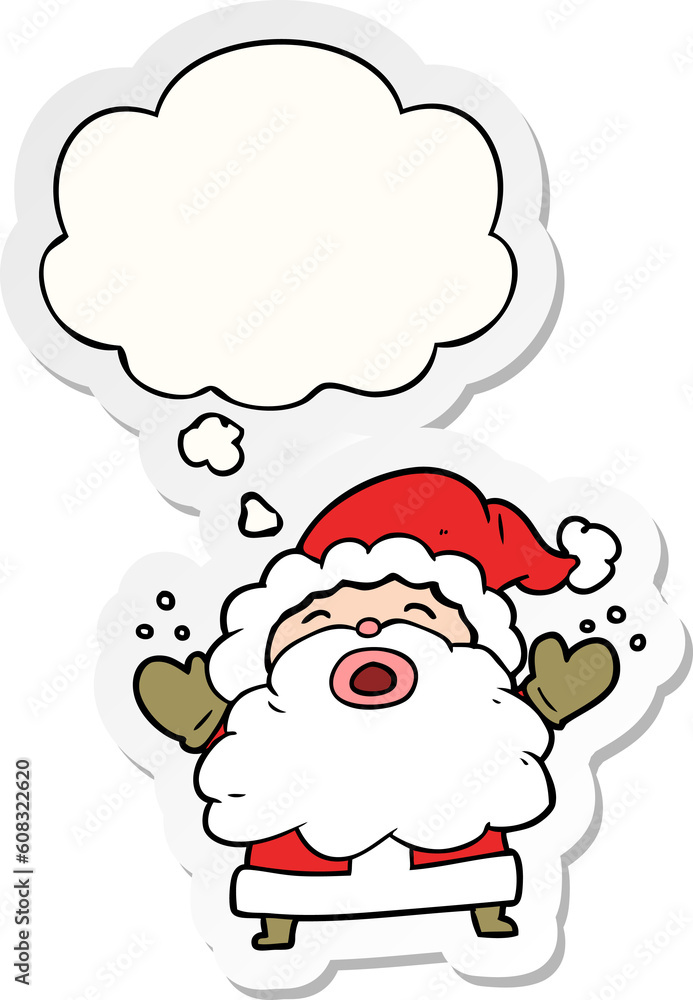 cartoon santa claus shouting with thought bubble as a printed sticker cartoon santa claus shouting with thought bubble as a printed sticker