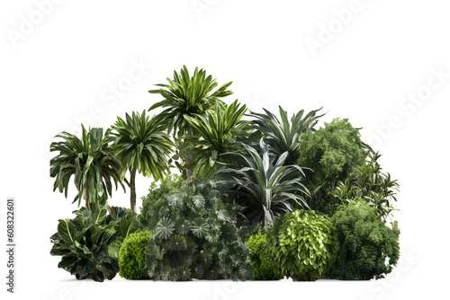 Fotografija Green trees, shrubs and plants isolated on transparent background forest and summer foliage