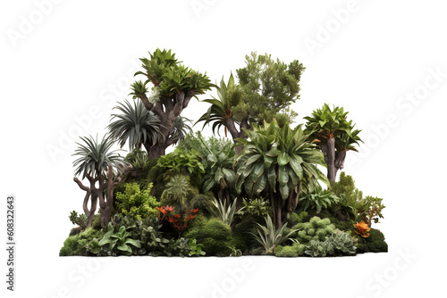 Fototapeta Green trees, shrubs and plants isolated on transparent background forest and summer foliage