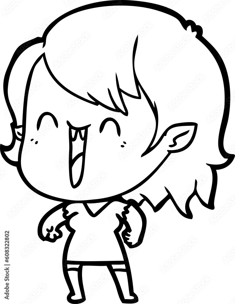 Obraz premium cute cartoon happy vampire girl
