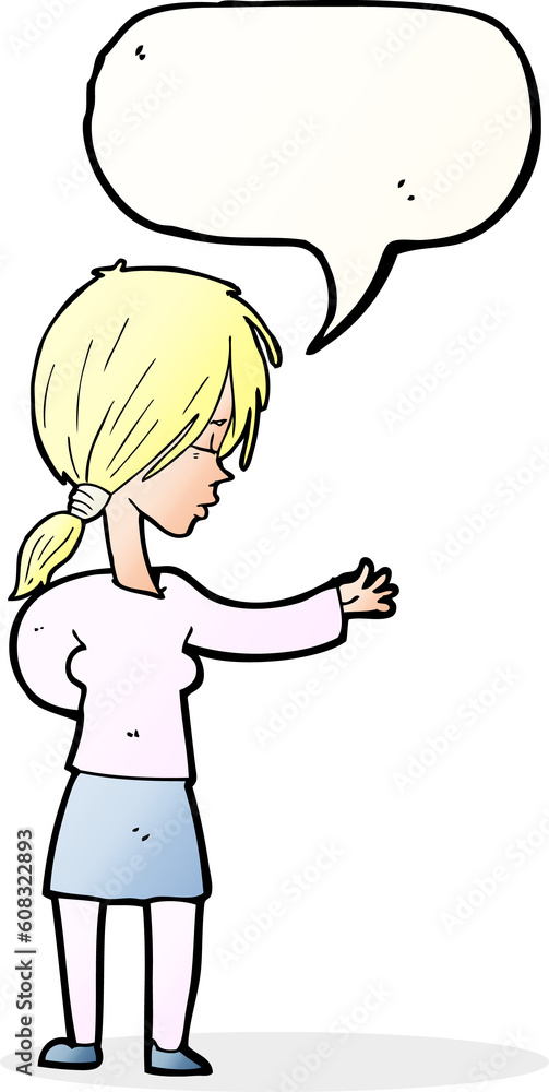 cartoon woman gesturing with speech bubble cartoon woman gesturing with speech bubble