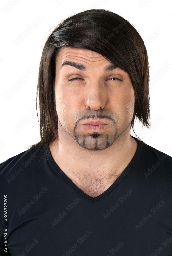 Portrait of Man Puffing Cheeks Portrait of Man Puffing Cheeks