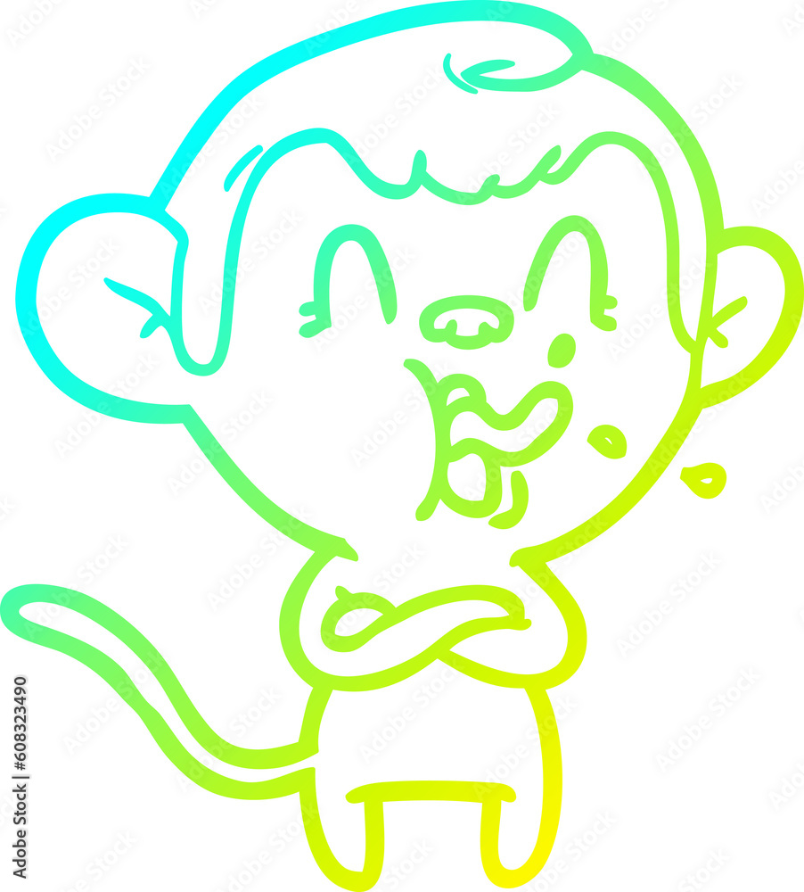 cold gradient line drawing of a crazy cartoon monkey cold gradient line drawing of a crazy cartoon monkey