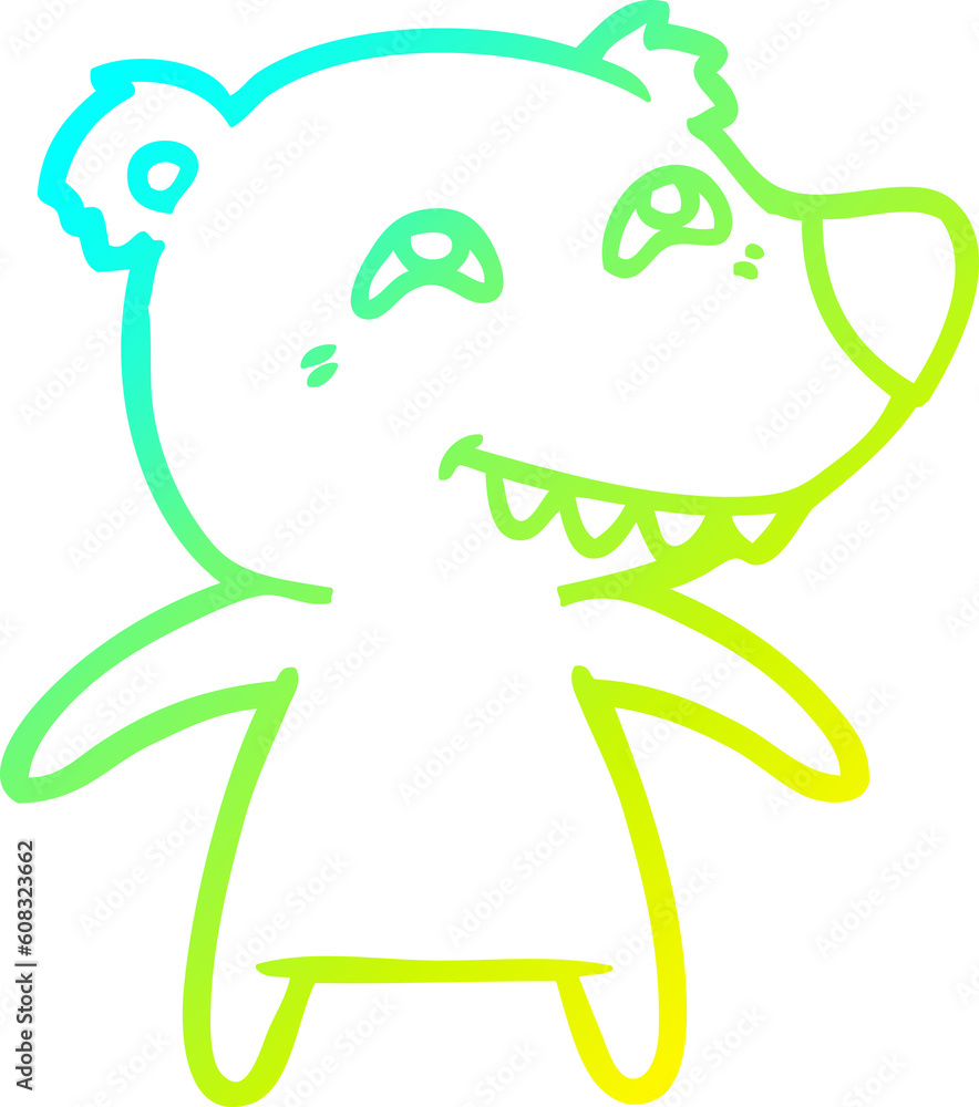 cold gradient line drawing of a cartoon bear showing teeth cold gradient line drawing of a cartoon bear showing teeth
