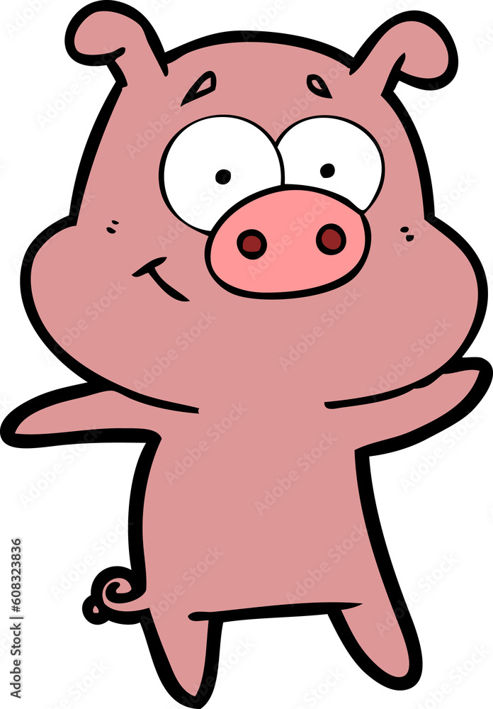 happy cartoon pig