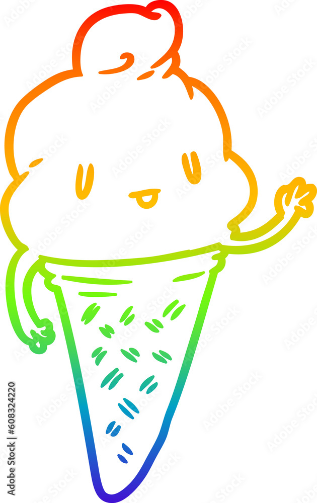 rainbow gradient line drawing of a cute ice cream rainbow gradient line drawing of a cute ice cream