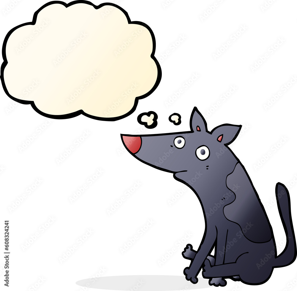 cartoon dog with thought bubble cartoon dog with thought bubble