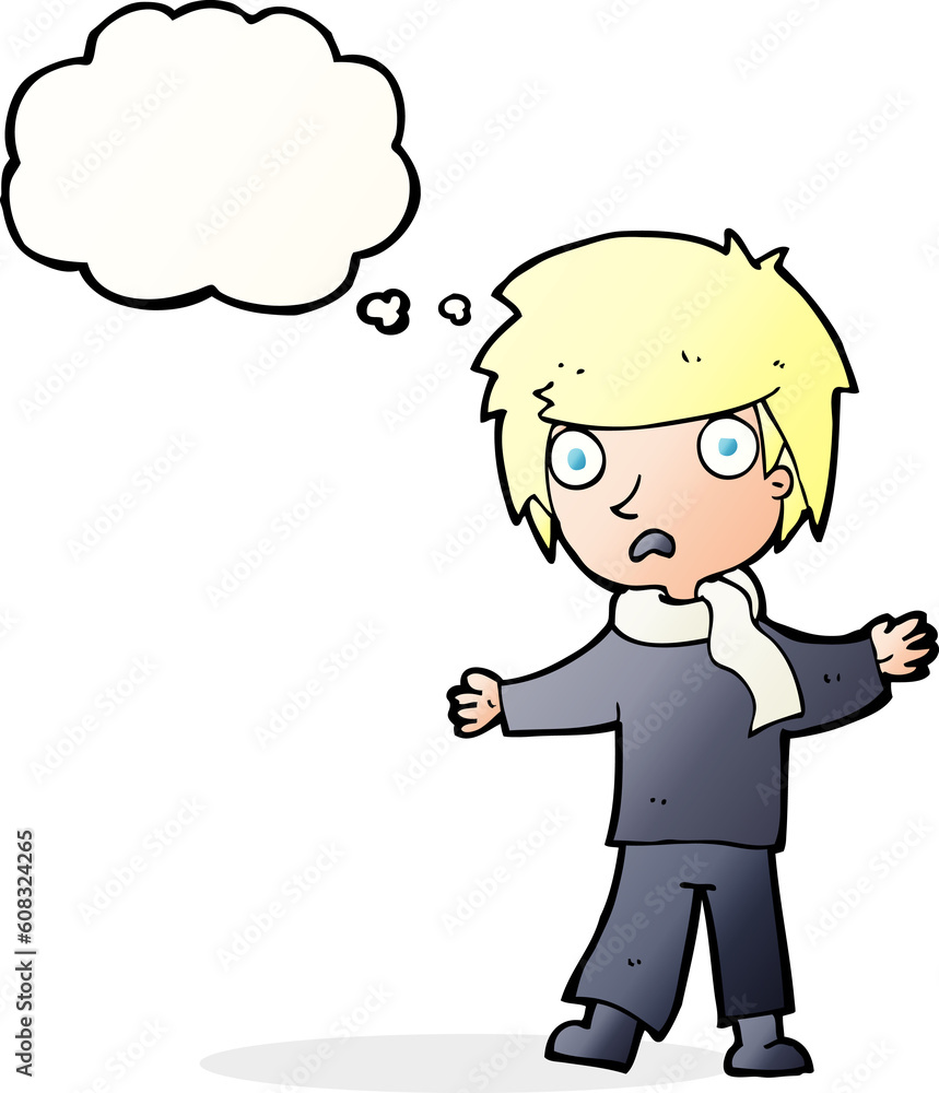 cartoon unhappy boy with thought bubble cartoon unhappy boy with thought bubble