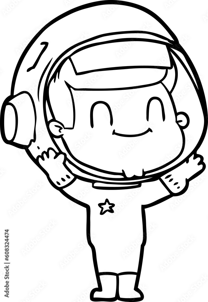 happy cartoon astronaut man